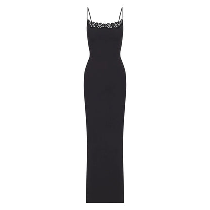 FITS EVERYBODY LACE LONG SLIP DRESS | ONYX