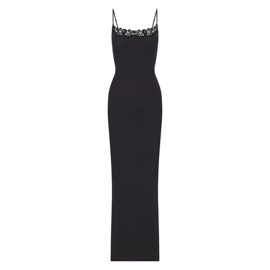 FITS EVERYBODY LACE LONG SLIP DRESS | ONYX