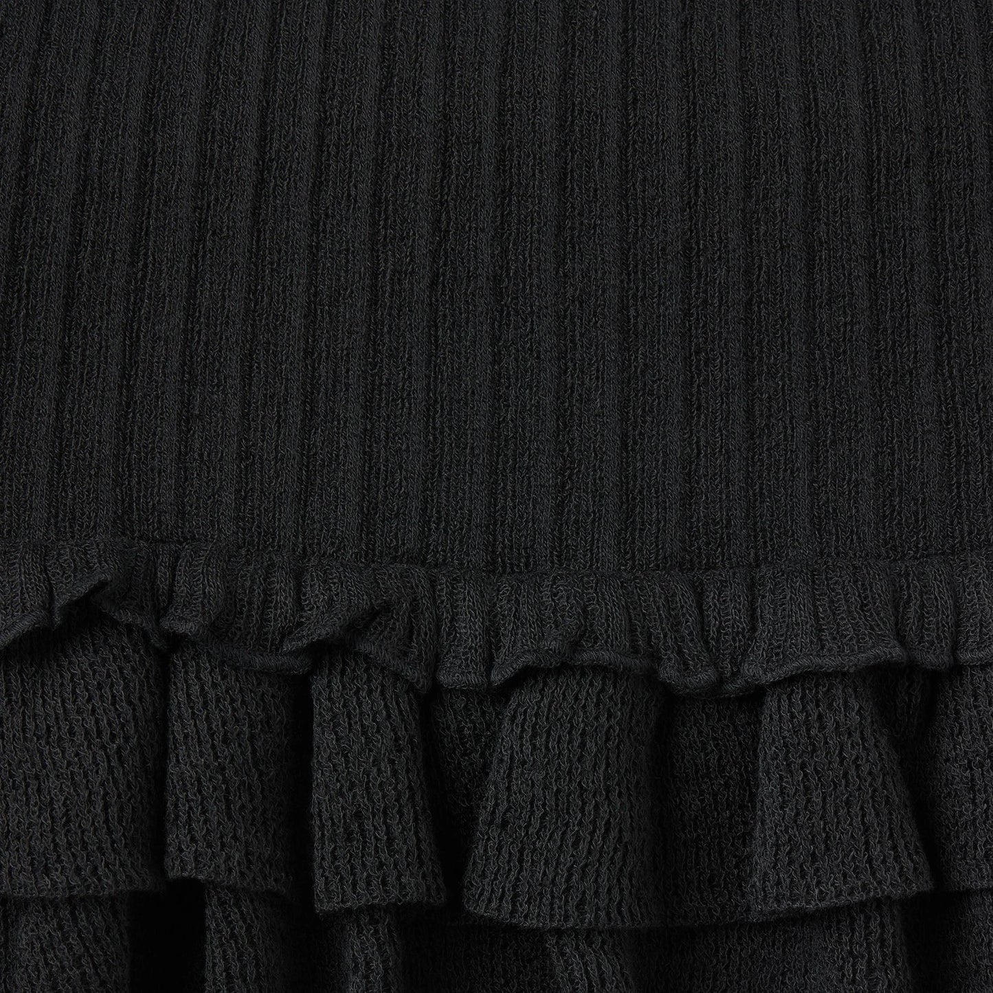 SHEER KNIT RUFFLE MINI SKIRT | ONYX