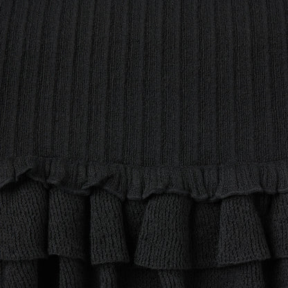 SHEER KNIT RUFFLE MINI SKIRT | ONYX