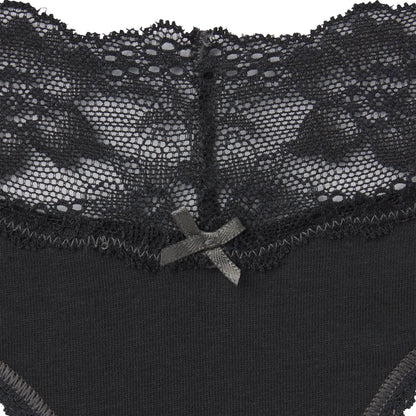 LIGHTWEIGHT COTTON WIDE LACE BRIEF | SOOT TONAL