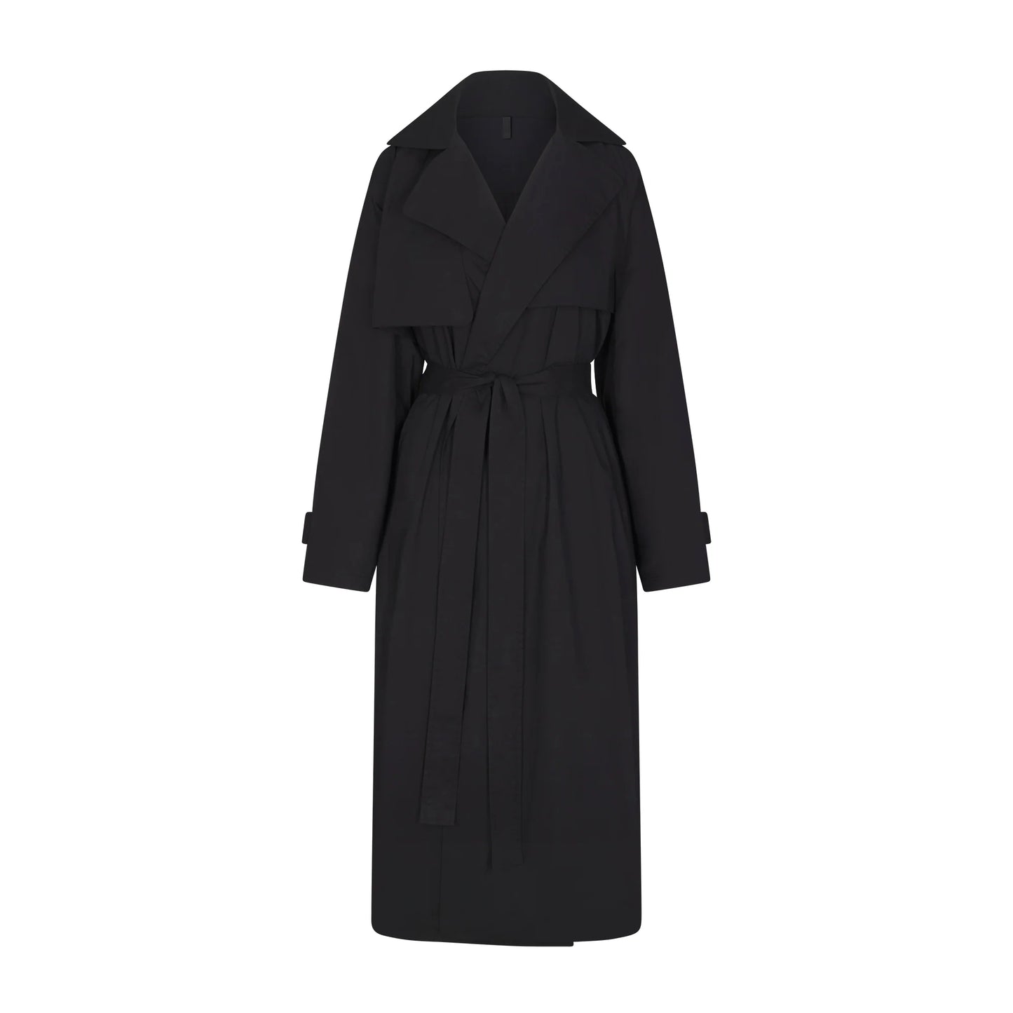WOVEN COTTON OVERSIZED TRENCH COAT | ONYX