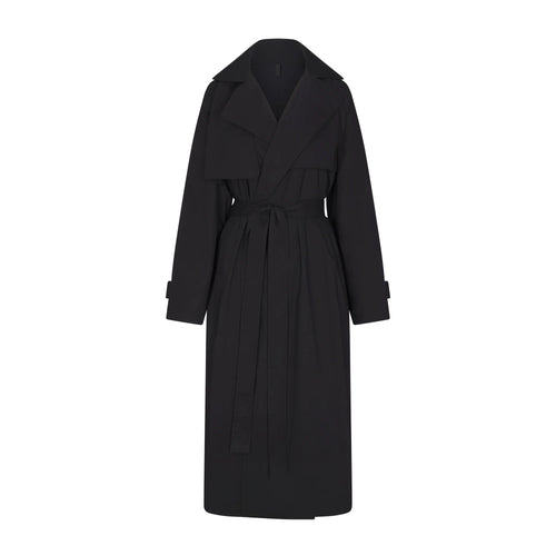 WOVEN COTTON OVERSIZED TRENCH COAT | ONYX