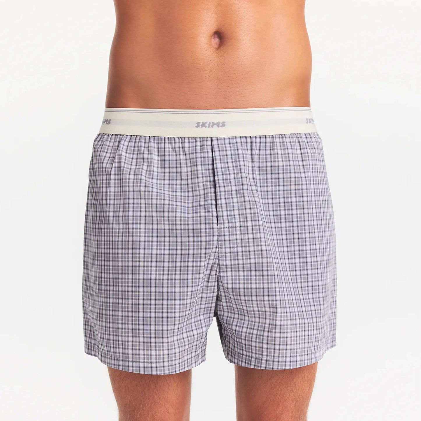 COTTON POPLIN MENS LOGO BAND BOXER | FULL MOON CHECK