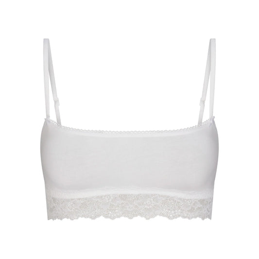 LIGHTWEIGHT COTTON STRAIGHT NECK BRALETTE | SNOW