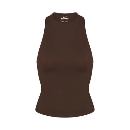 NikeSKIMS MATTE MOCK NECK RACER TANK | DARK SEPIA
