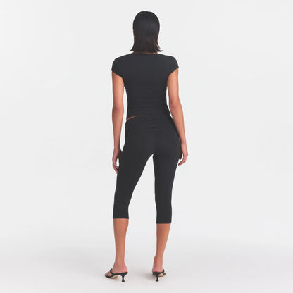 COTTON JERSEY FOLDOVER CAPRI | SOOT