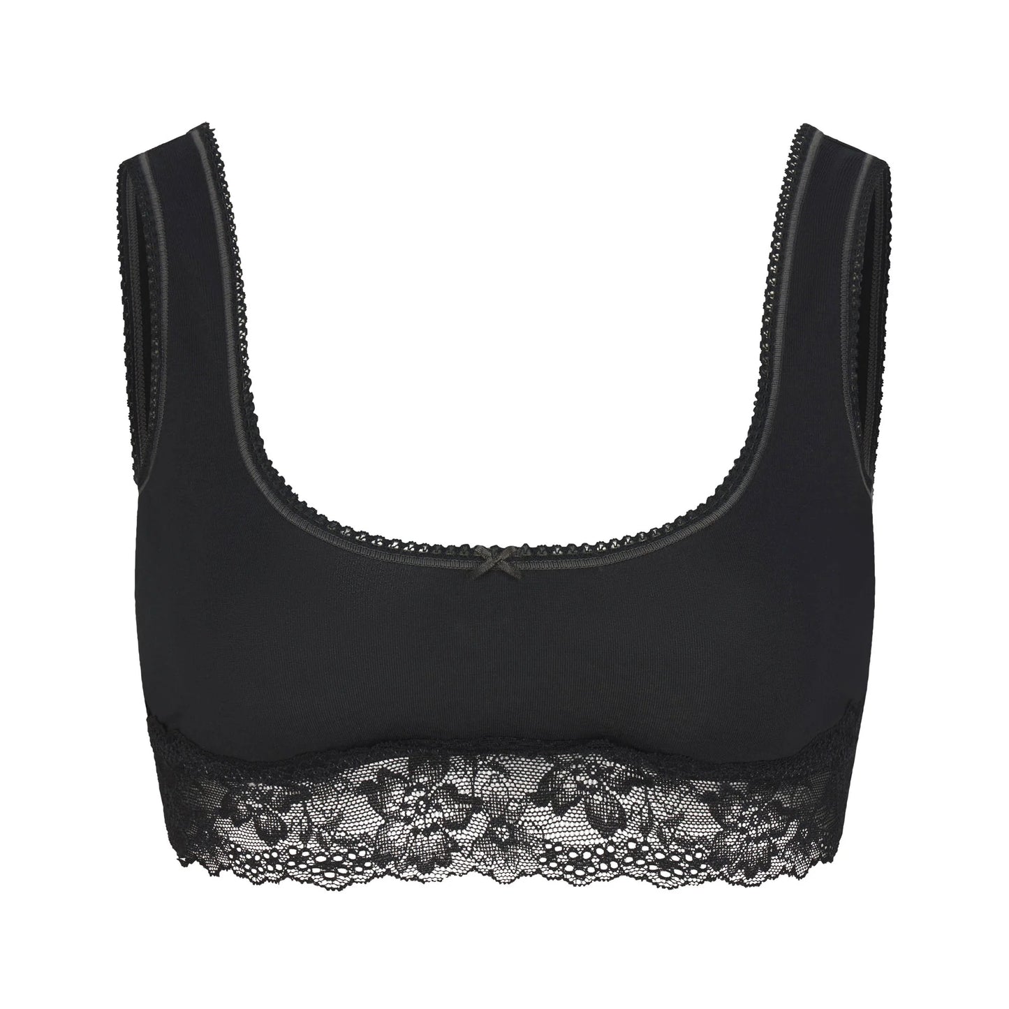 LIGHTWEIGHT COTTON LACE SCOOP BRALETTE | SOOT TONAL