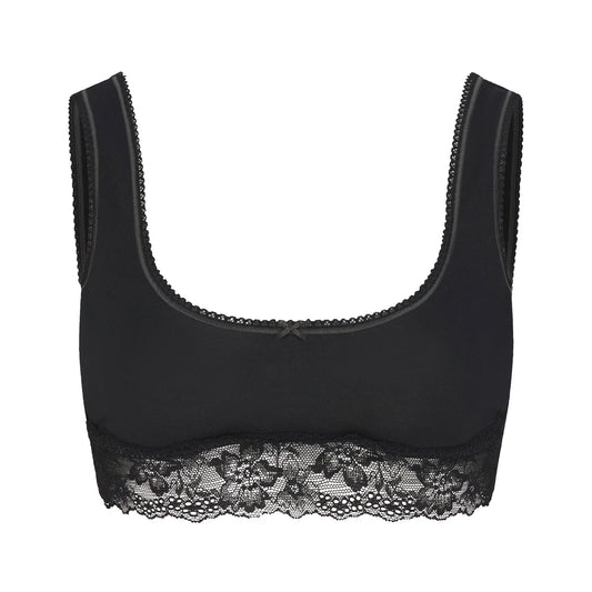 LIGHTWEIGHT COTTON LACE SCOOP BRALETTE | SOOT TONAL