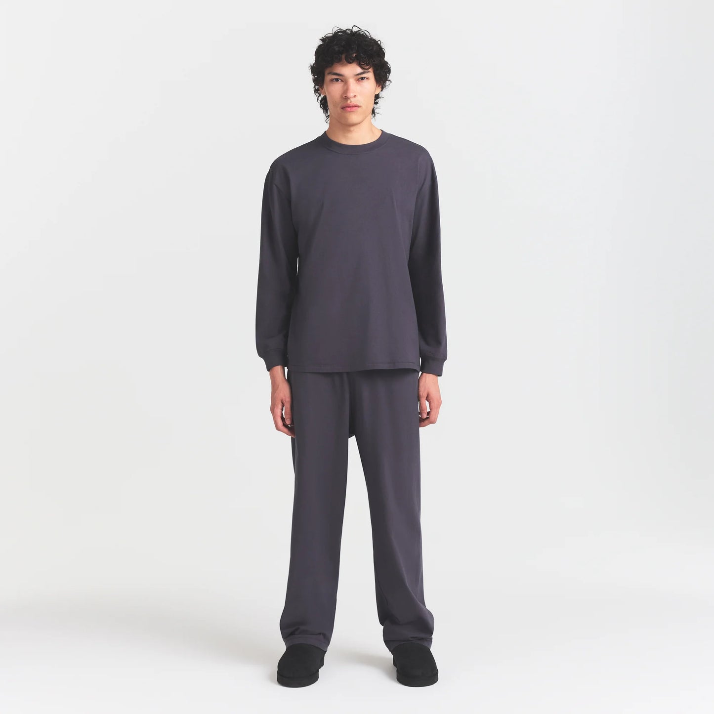 HEAVYWEIGHT COTTON MENS RELAXED LONG SLEEVE T-SHIRT | RAVEN