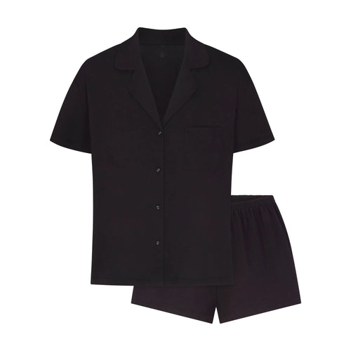 ORGANIC COTTON SLEEP SHORT SLEEVE SET | OBSIDIAN