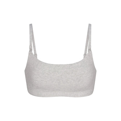COTTON JERSEY MATERNITY NURSING SCOOP BRALETTE 2-PACK | LIGHT HEATHER GREY