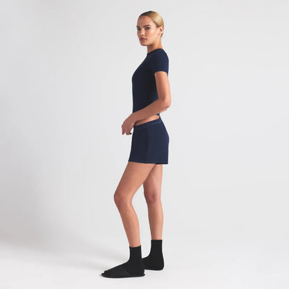 COTTON RIB LOOSE SHORT | NAVY