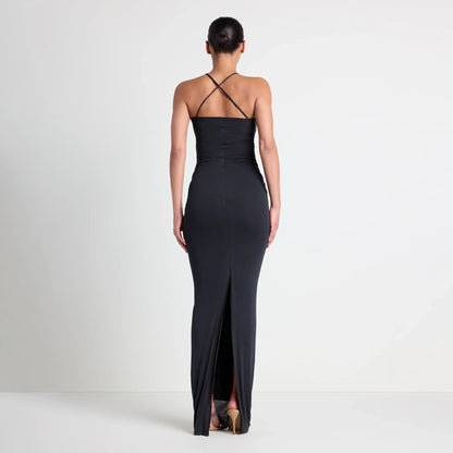VETTESE X SKIMS SHEER MODAL LONG DRESS | ONYX