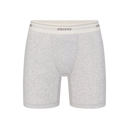 SKIMS COTTON RIB MENS 5" BOXER BRIEF | LIGHT HEATHER GREY
