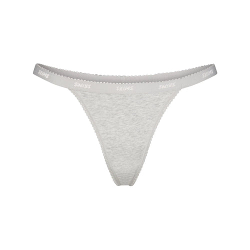 LIGHTWEIGHT COTTON LOGO PICOT THONG | LIGHT HEATHER GREY