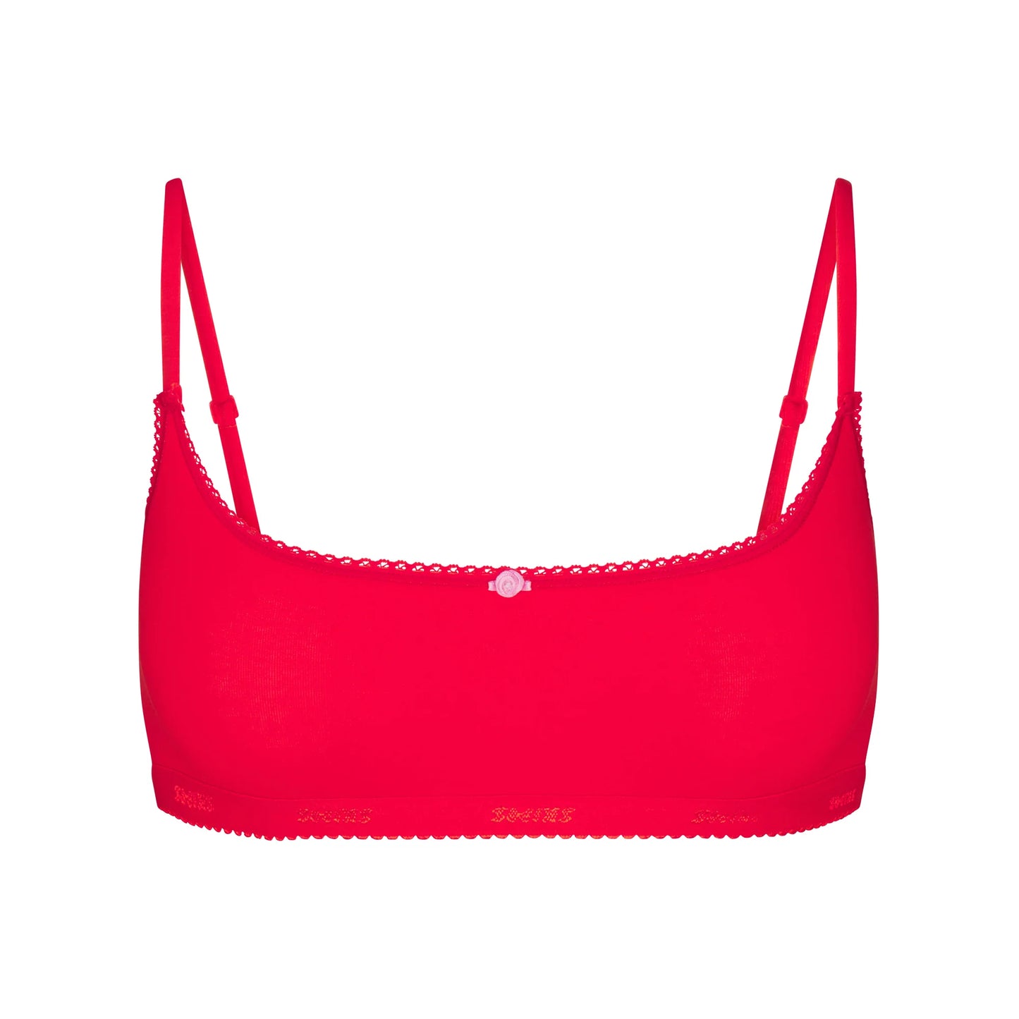 LIGHTWEIGHT COTTON LOGO PICOT SCOOP BRALETTE | RUBY TONAL