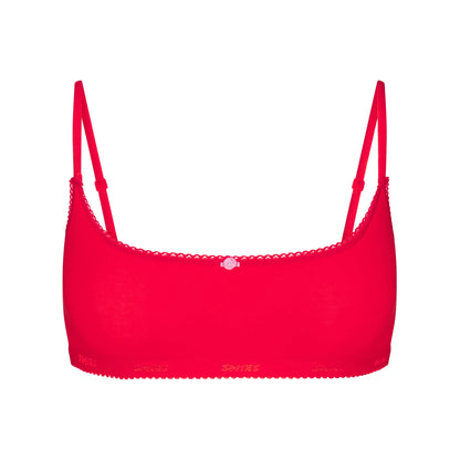 LIGHTWEIGHT COTTON LOGO PICOT SCOOP BRALETTE | RUBY TONAL