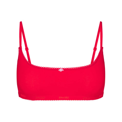 LIGHTWEIGHT COTTON LOGO PICOT SCOOP BRALETTE | RUBY TONAL
