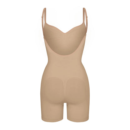 SEAMLESS SCULPT LOW BACK MID THIGH BODYSUIT | CLAY