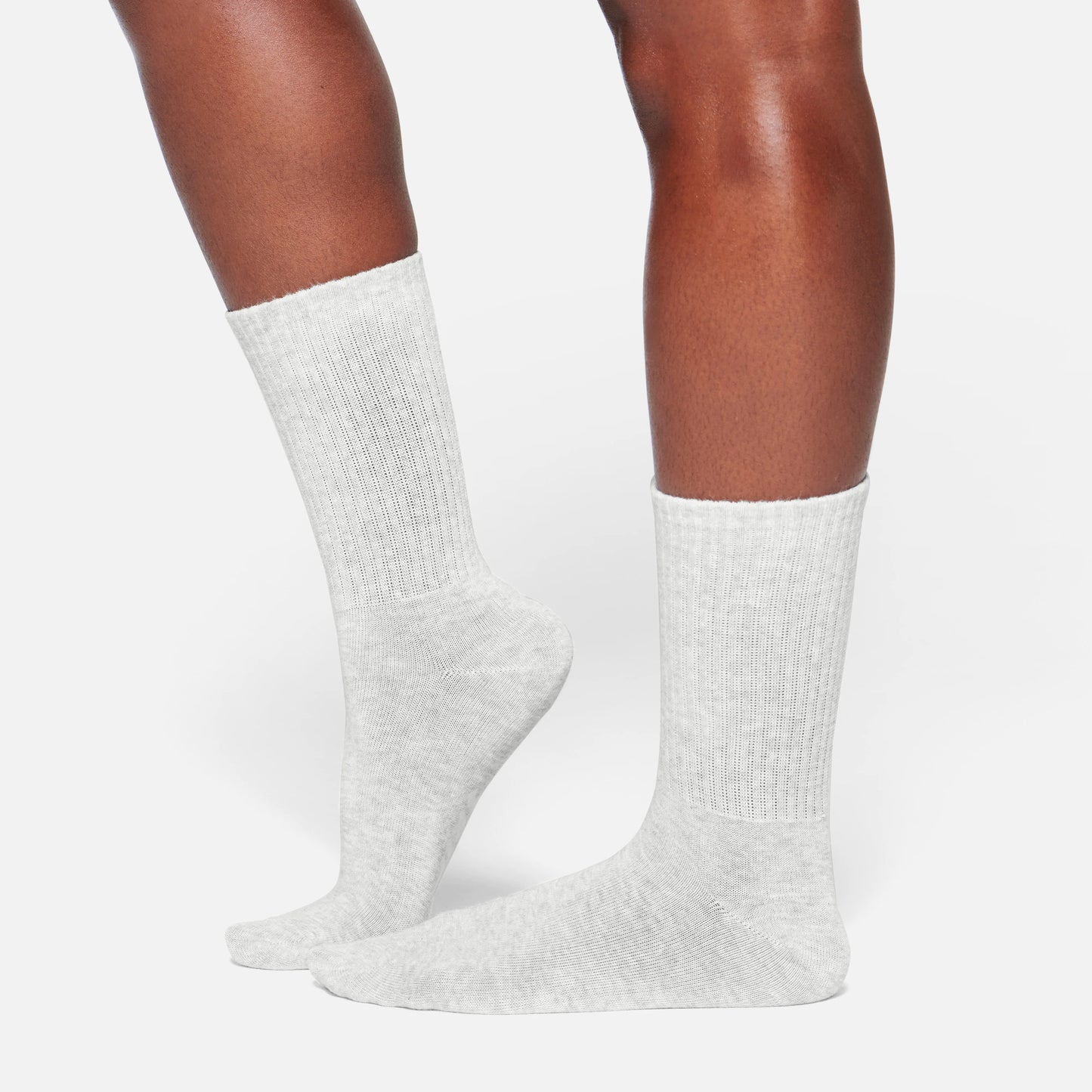 RIBBED CREW SOCK | LIGHT HEATHER GREY