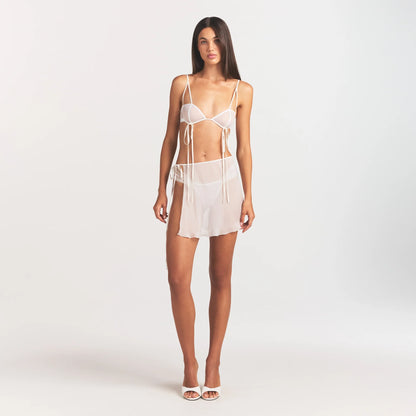 ULTRA FINE MESH BOW BRA | IVORY