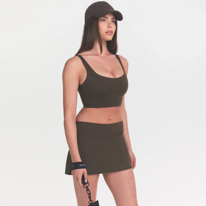 NikeSKIMS MATTE LONGLINE CORSET BRA | DARK SEPIA