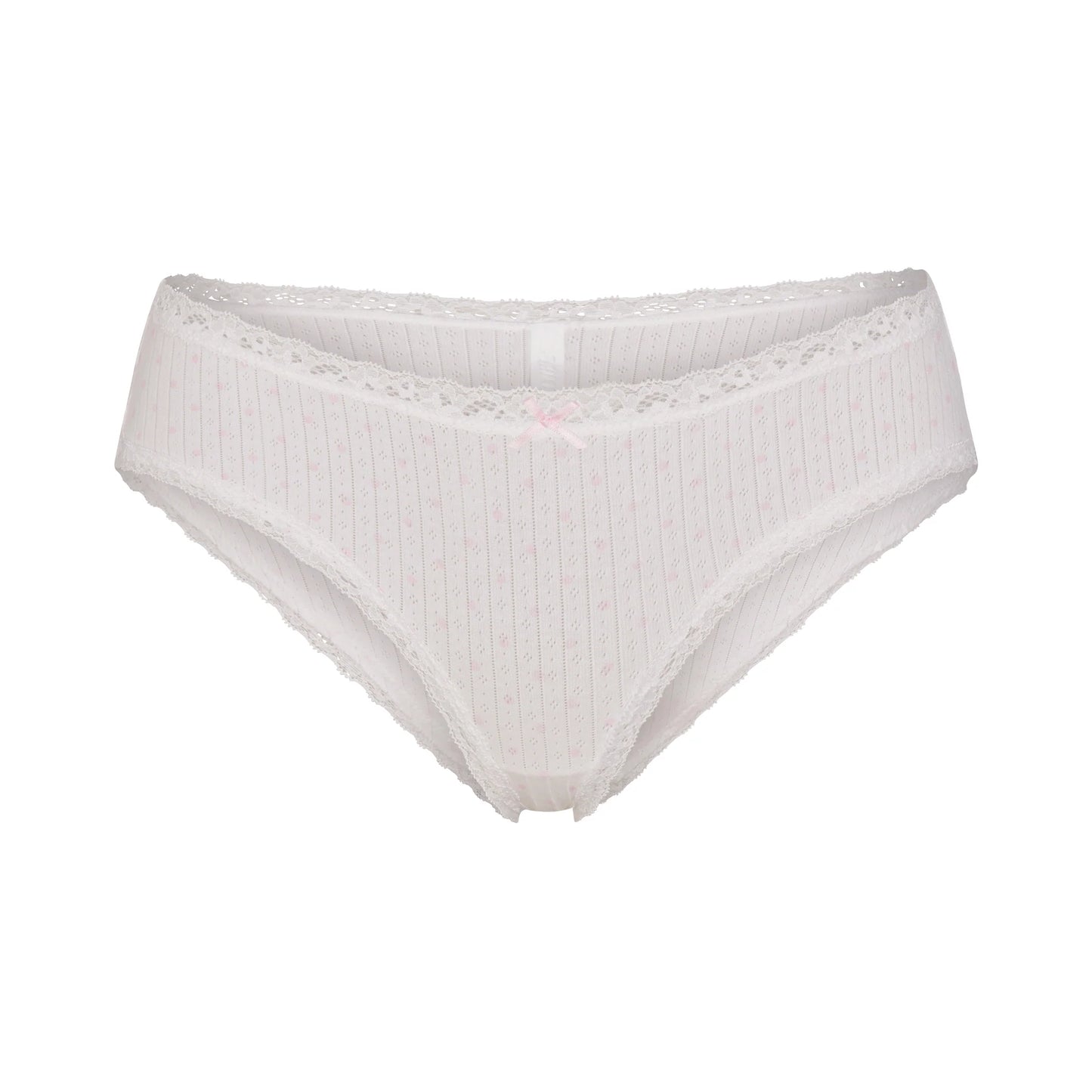LIGHTWEIGHT COTTON POINTELLE LACE BRIEF | SNOW PEONY PIN DOT