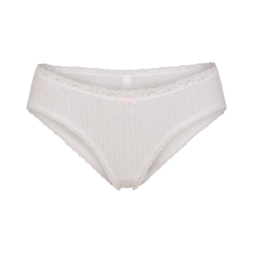 LIGHTWEIGHT COTTON POINTELLE LACE BRIEF | SNOW PEONY PIN DOT