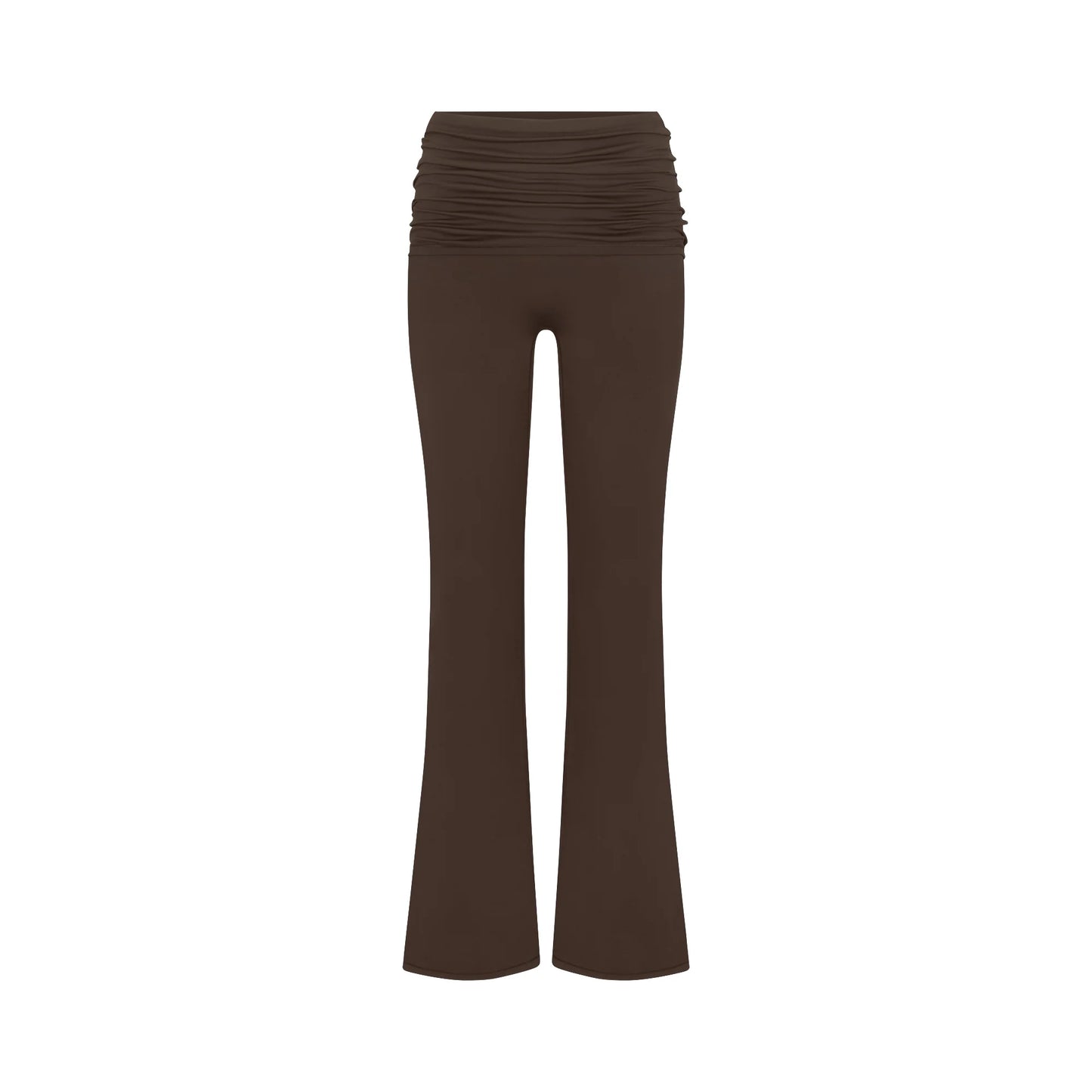 NikeSKIMS MATTE FOLDOVER SLIM FLARE LEGGING | DARK SEPIA