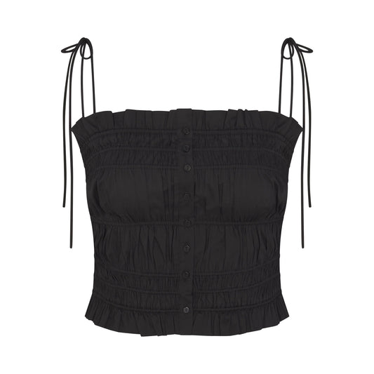 POPLIN APPAREL RUFFLE CAMI | ONYX
