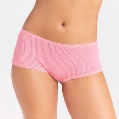 LIGHTWEIGHT COTTON POINTELLE LACE BOY SHORT | MELON TONAL