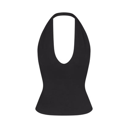 SMOOTH LAYERS HALTER TOP | OBSIDIAN