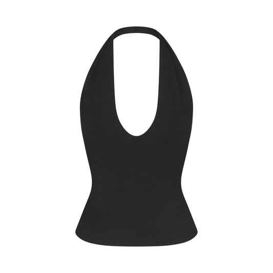 SMOOTH LAYERS HALTER TOP | OBSIDIAN