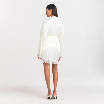 WOVEN SHINE LACE ROBE | IVORY