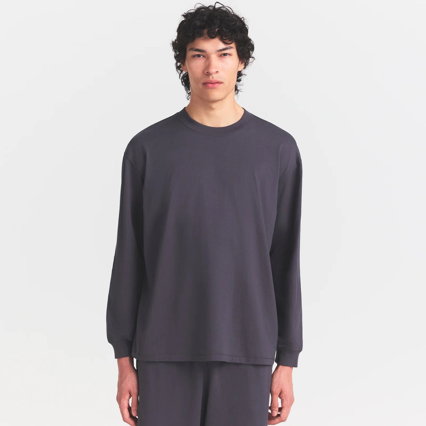 HEAVYWEIGHT COTTON MENS RELAXED LONG SLEEVE T-SHIRT | RAVEN