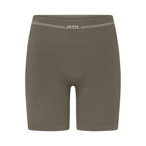 NikeSKIMS RIBBED SEAMLESS 5" BIKER SHORT | DUSTY OAKMOSS