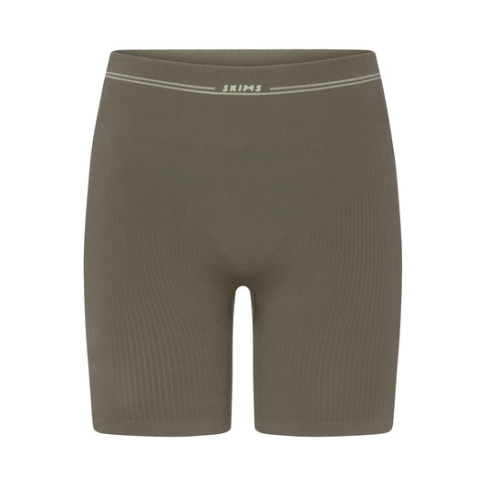NikeSKIMS RIBBED SEAMLESS 5" BIKER SHORT | DUSTY OAKMOSS
