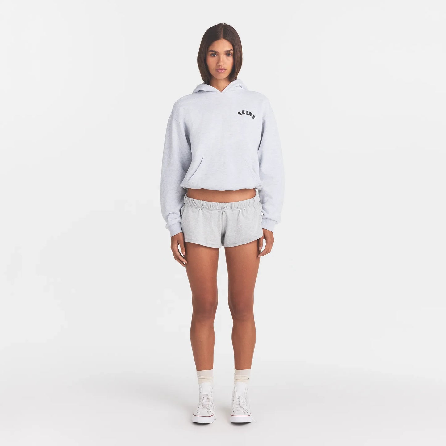 COTTON FLEECE LOGO CLASSIC HOODIE | LIGHT HEATHER GREY WITH ONYX LOGO