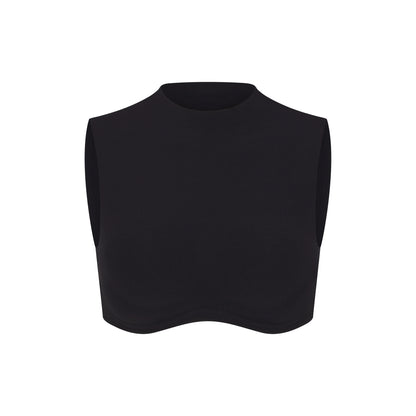 NikeSKIMS STUDIO STRETCH MOCK NECK BRA TOP | OBSIDIAN