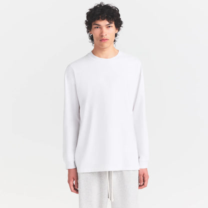 HEAVYWEIGHT COTTON MENS RELAXED LONG SLEEVE T-SHIRT | CHALK