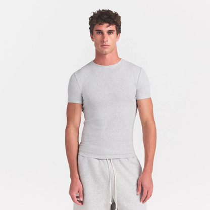 SKIMS COTTON RIB MENS T-SHIRT | LIGHT HEATHER GREY