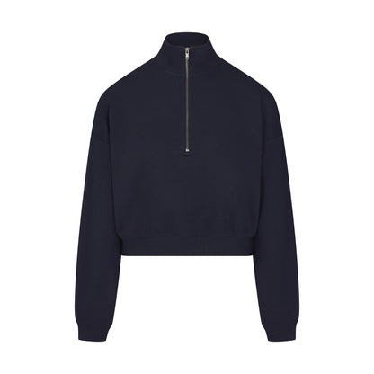 DRAPEY FRENCH TERRY HALF ZIP | NAVY