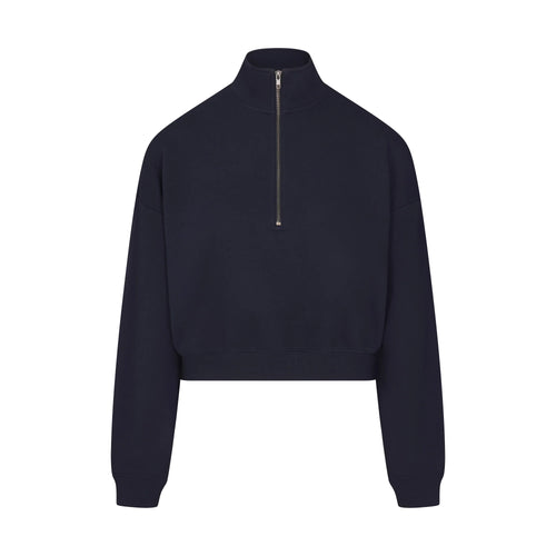 DRAPEY FRENCH TERRY HALF ZIP | NAVY