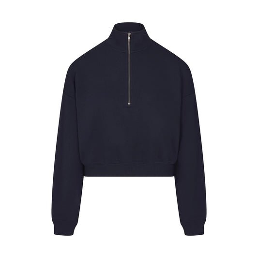 DRAPEY FRENCH TERRY HALF ZIP | NAVY