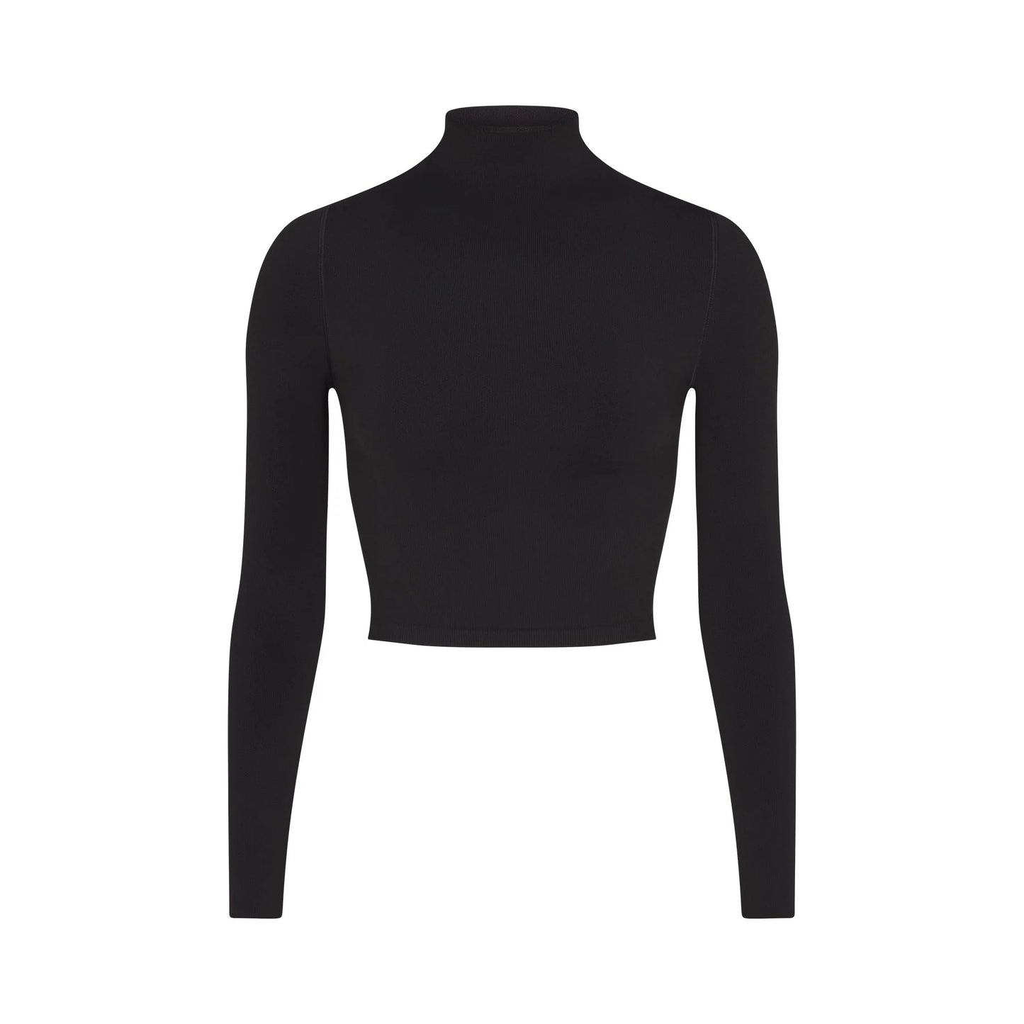 NikeSKIMS VINTAGE SEAMLESS MOCK NECK CROP TOP | OBSIDIAN