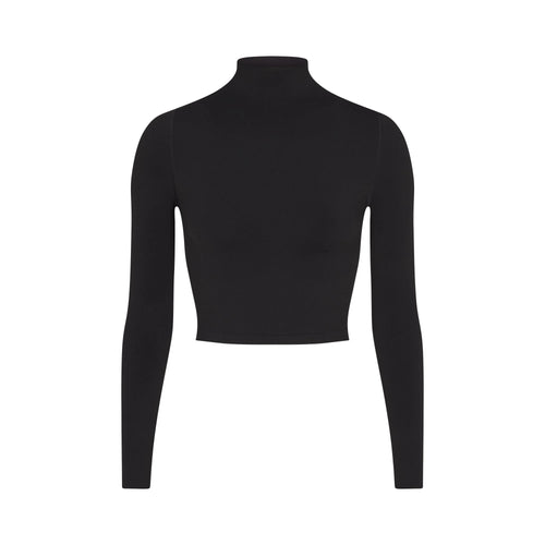 NikeSKIMS VINTAGE SEAMLESS MOCK NECK CROP TOP | OBSIDIAN