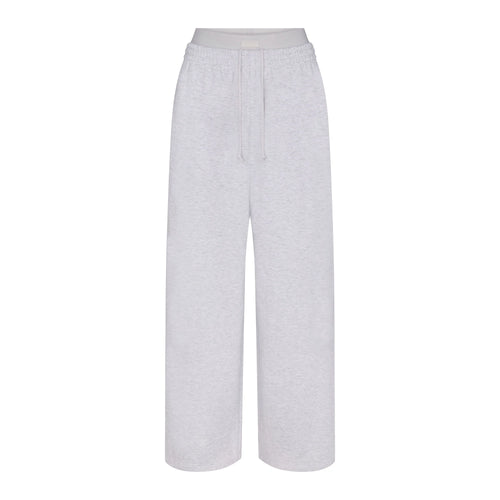 COTTON FLEECE OVERSIZED DOUBLE WAISTBAND PANT | LIGHT HEATHER GREY