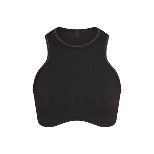 NikeSKIMS RIBBED SEAMLESS RACER FRONT BRA | OBSIDIAN