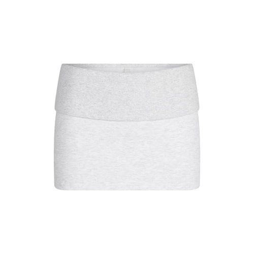 COTTON FLEECE FOLDOVER MINI SKIRT | LIGHT HEATHER GREY